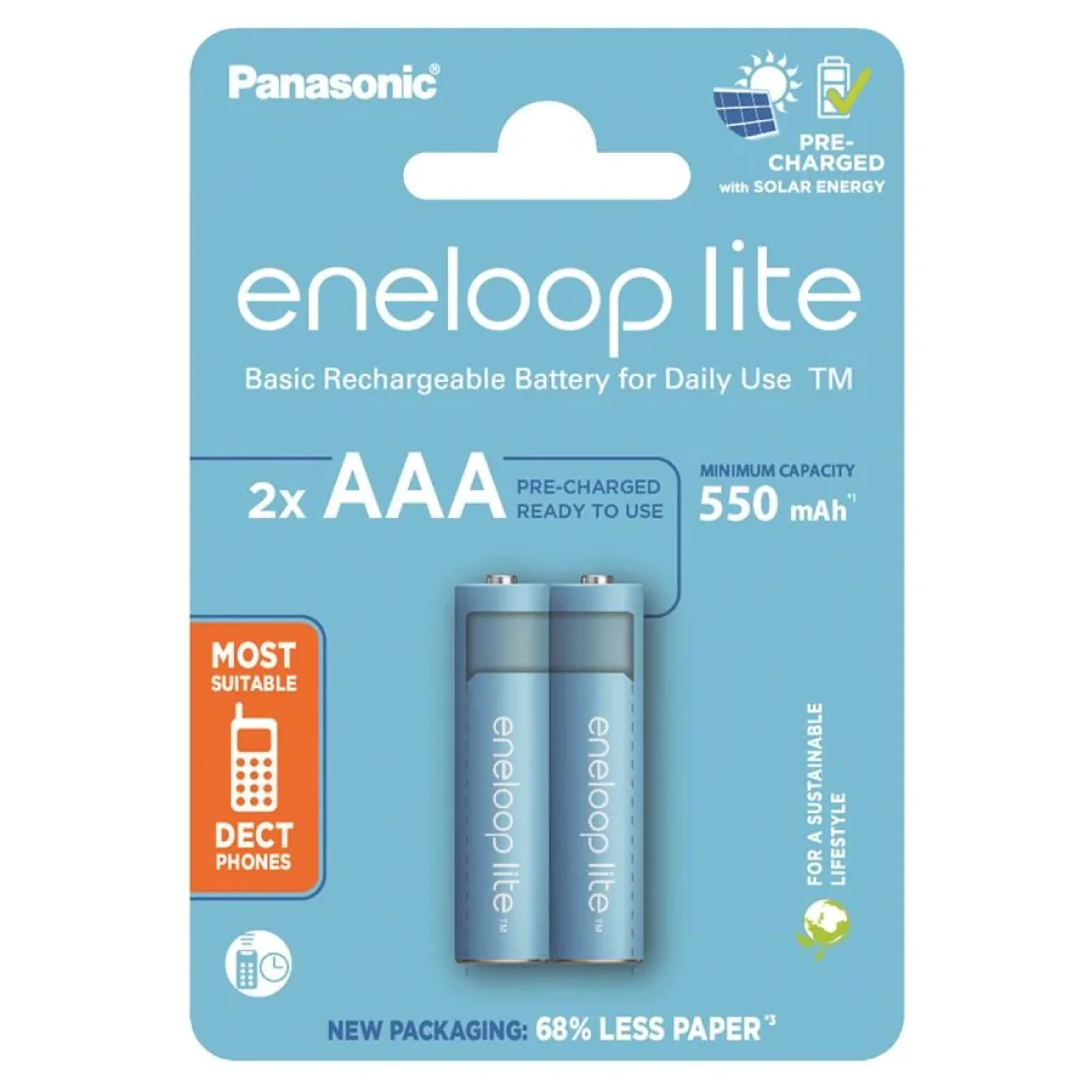 Акумулятор Panasonic Eneloop NI-MH Lite AAA 550 мАг, 2 шт., BK-4LCCE/2CP